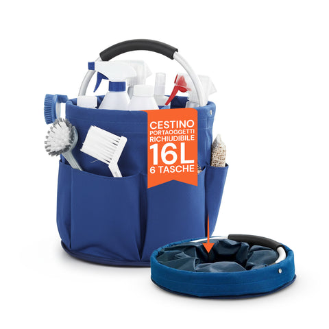 16L Multi-Purpose Foldable Bucket with Pockets - Space-Saving and Durable