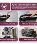 puppy lovers passeggino per cani e gatti pieghevole grigio cabina trasparente con visione a 360 carrello per animali domestici in acciaio e oxford con portabicchieri e cestello portata 15kg ean 8054806950276