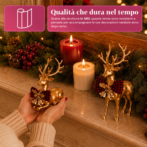 saint joy cervi dorati natalizi coppia in due dimensioni decorazione in abs ean 8050043128140