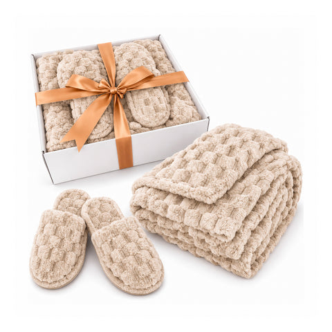 saint joy set coperta e pantofole soffici e avvolgenti plaid morbido 125x170 cm ciabatte taglia unica 4 colori ean 8056819079661