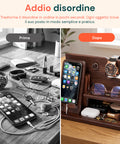 avilia home organizer da scrivania in legno con supporto smartphone e porta orologi compreso di alloggiamento per il cavo ricarica 255x15x185 cm ean 8052879011412