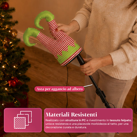 saint joy babbo natale incastrato nellalbero con gambe animate e musica ean 8050043128041