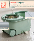 avilia home kit mocio rotante 360 con secchio 14l 46x27x22cm e centrifuga in acciaio include 2 testine in microfibra dosatore sapone e asta telescopica set lavapavimenti universale con ruote e scarico ean 8052879013140