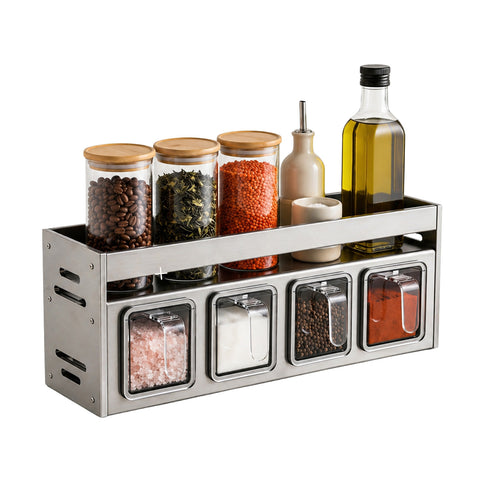 Steel Organizer with 4 Removable Containers and Upper Shelf 35x10,5x12 cm - Load Capacity 10 kg