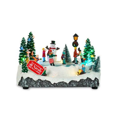 Animated Silentpark Christmas Village with LED Lights, Music, and Moving Skaters
