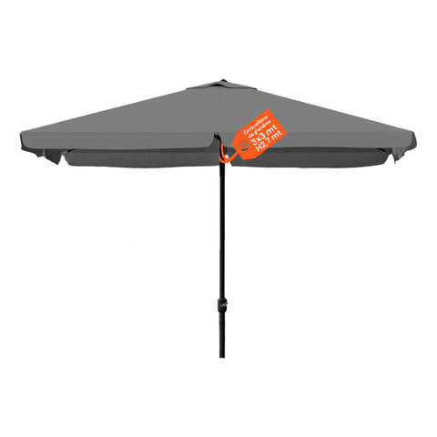 Adjustable 3x3 garden parasol with tilting joint and pulley