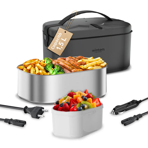 Lunchy+ 3-in-1 80w Electric Food Warmer in Steel for Home and Car
