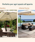 Ombrellone da Giardino 300 cm con Braccio Decentrato, Manovella e Tessuto Impermeabile Ean 8023755051617