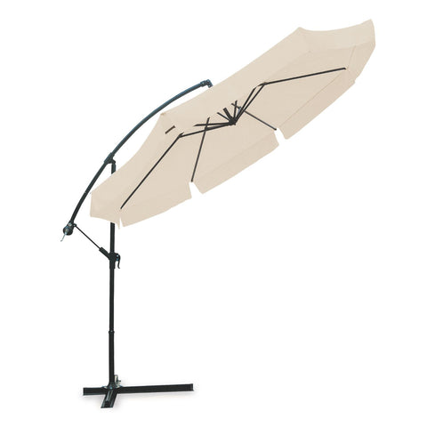 Round Patio Umbrella 300 cm with Side Arm, Crank, and Ecru Cover