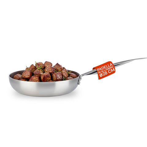 28cm High-Flared Aluminum Frying Pan with Stainless Steel Handle
