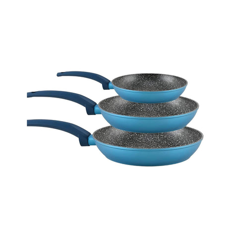 Set of 3 Gaia Non-Stick Induction Pans 18-22-26 cm – Blue Aluminum