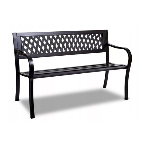 Boulevard Bench in Black Steel with ABS Inserts and Epoxy Paint