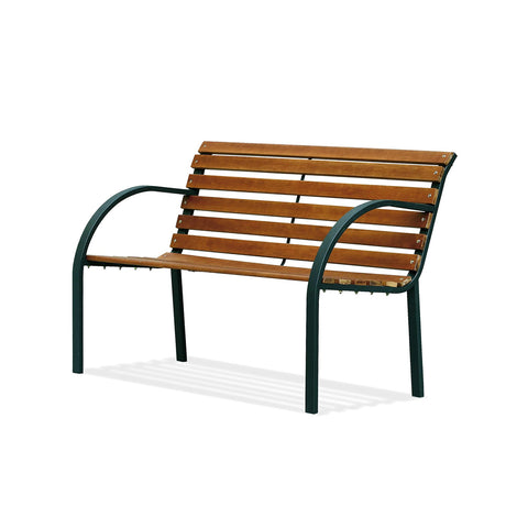 Parco Bench in Black Steel and Painted Wood with Epoxy Frame