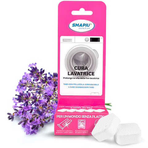 Set of 5 washing machine care tablets for limescale, grease, odors, and detergent residue