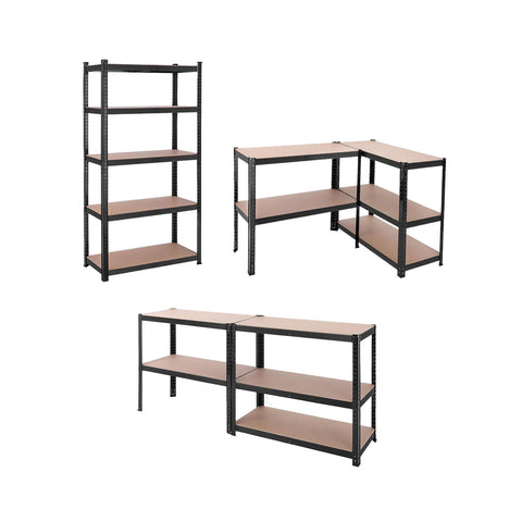 5-Tier Steel and Laminated MDF Shelving Unit with Wood Effect, Total Capacity 875kg