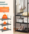 Ripiani resistenti 45x36cm con capacità 4,5kg per ripiano per organizzare vestiti piegati, scarpe e contenitori in modo ordinato