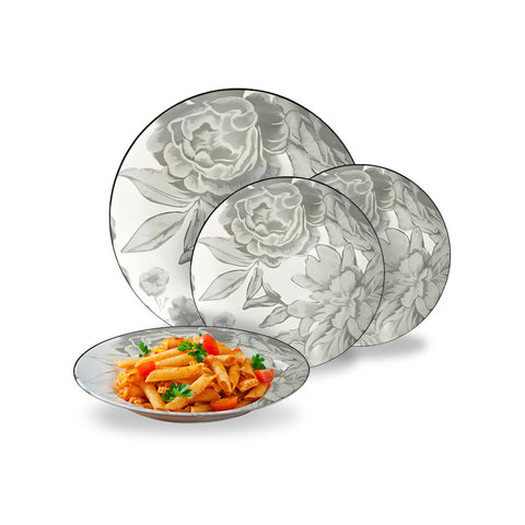 18-Piece Porcelain Dinnerware Set with Bouquet Pattern for 6 Place Settings