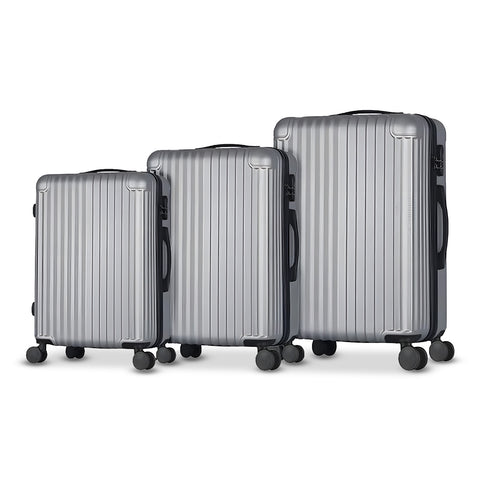 Set of 3 suitcases with telescopic handle and wheels 56/66/76cm Silver