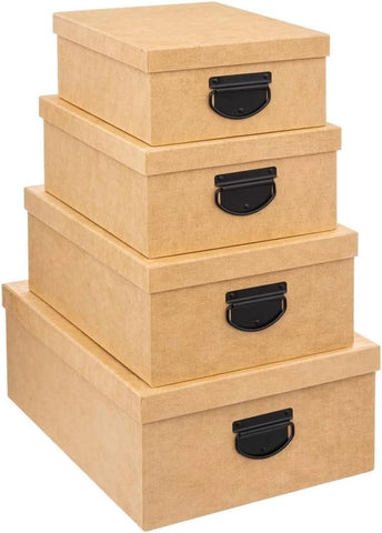 Jute-Effect Organizer Boxes with Handles, Set of 4 Sizes