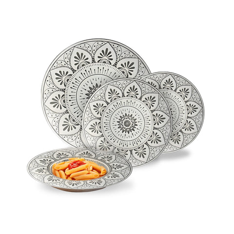 18-Piece Porcelain Dinnerware Set with Mandala Pattern for 6 Place Settings