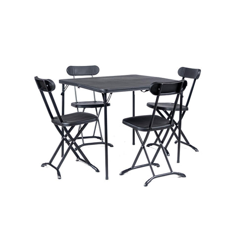 Folding Suitcase Table Set with 4 Folding Steel and HDPE Chairs, Anthracite