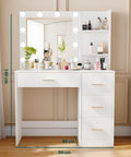 Scrivania con Specchio e Luci LED 3 Tonalità Naturale, Calda, Fredda per Make-Up e Organizzazione