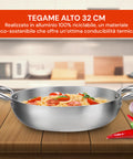 Casseruola Svasata Alta Alluminio Satinato Riciclato – Ø 24/28/32 cm