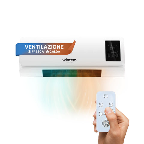 Lightweight 2000W Wall-Mounted Electric Fan Heater with Remote Control and 6-hour Timer