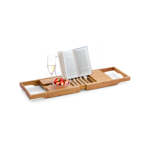 Extendable Bamboo Bathtub Tray with Natural Design