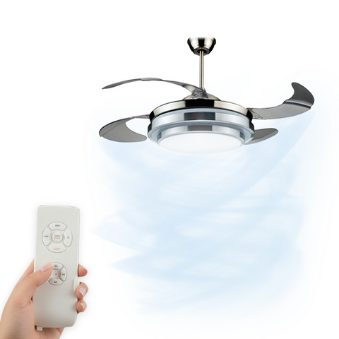 4-Blade Retractable Ceiling Fan with Light and Remote Control 35w