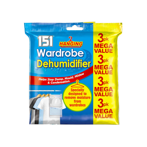 Set of 3 dehumidifier bags for wardrobes, 180g