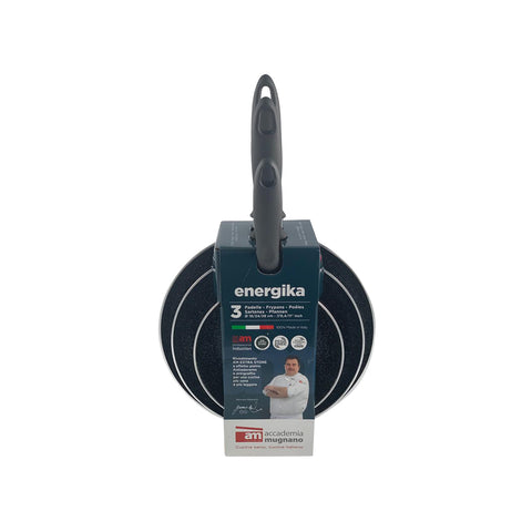 Set Of 3 Induction Frying Pans 18-24-28cm