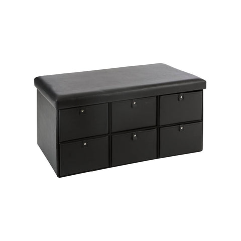 Double Storage Ottoman with 6 Drawers, Black
