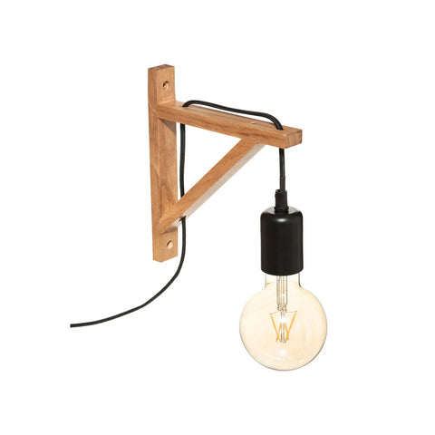 Hanging hollow wooden wall lamp H22cm