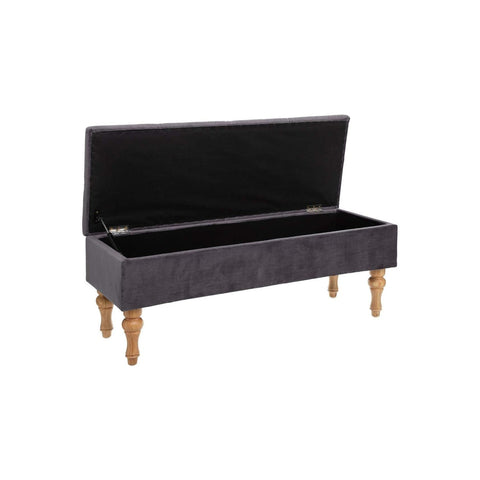Velvet Storage Bench 102x38x41cm Gray
