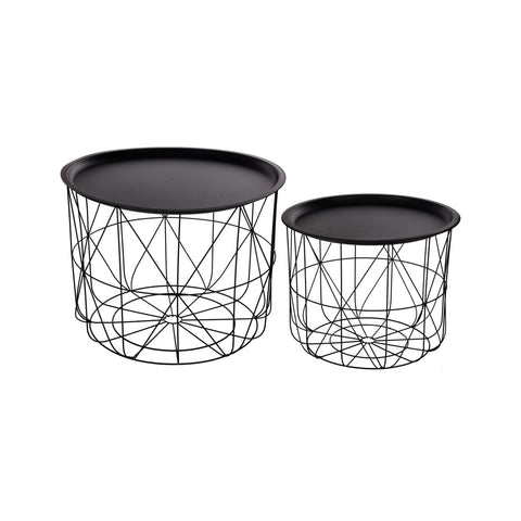 Set of 2 coffee tables with removable shelf