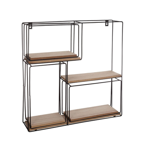 Set of 4 adjustable wall-mounted wooden and metal shelves 49x48x9,5cm