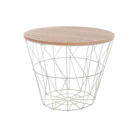White wood and metal low table 38x30,5cm
