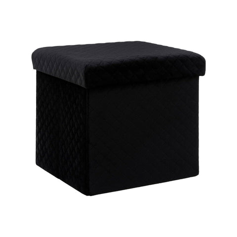 Folding Black Velvet Pouf 31x31cm