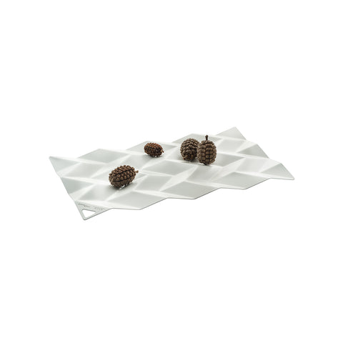 White stainless steel centerpiece 38x23,5cm