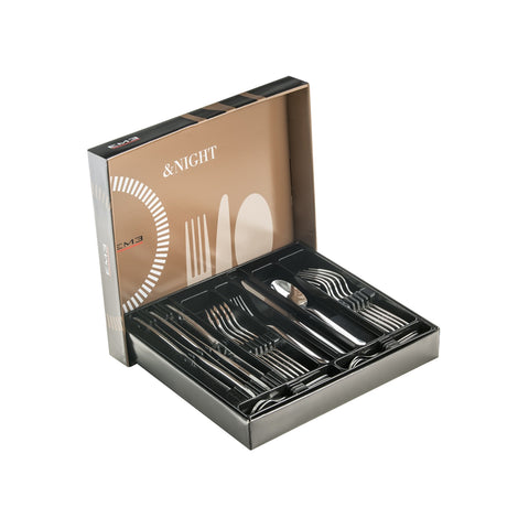 24-Piece Polished Night Stainless Steel Cutlery Set