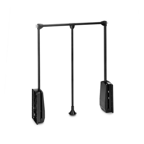 Black steel pull-down wardrobe rail 60-83x84cm