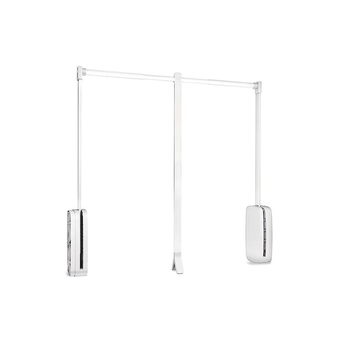 Pull-down wardrobe clothes rail in steel 83-115x85cm white
