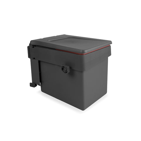 Door-mounted bin with automatic lid 15l