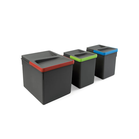 Set of 3 recycling bins for drawers 21,6cm 6/12l