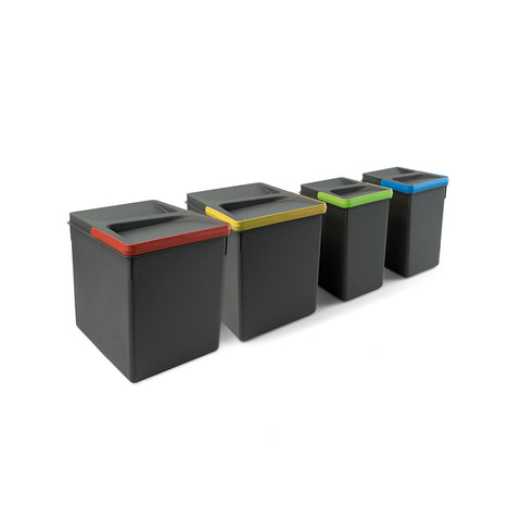 Set of 4 recycling bins for drawers 26cm 7/15l