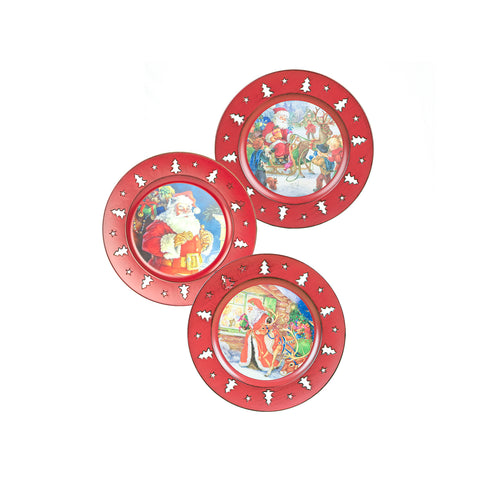 Plastic Plate with Christmas Decoration 33cm