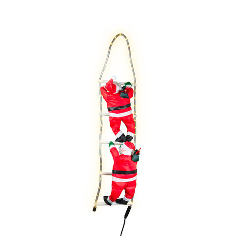 Set of 2 Santa Clauses on a Ladder with LED Lights 20x106cm