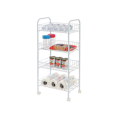 Steel cart with 4 shelves and wheels