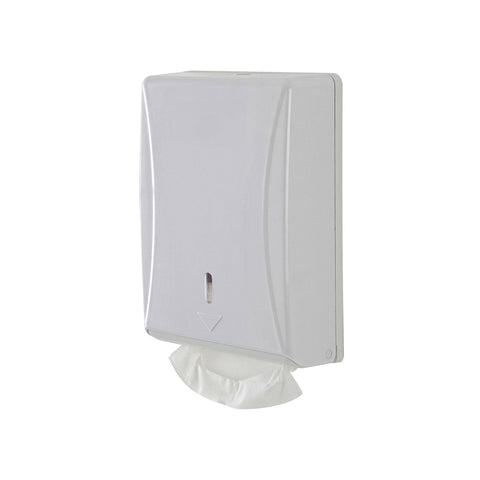 Wall-mounted dispenser for 400 paper towels in ABS with key-lock opening
